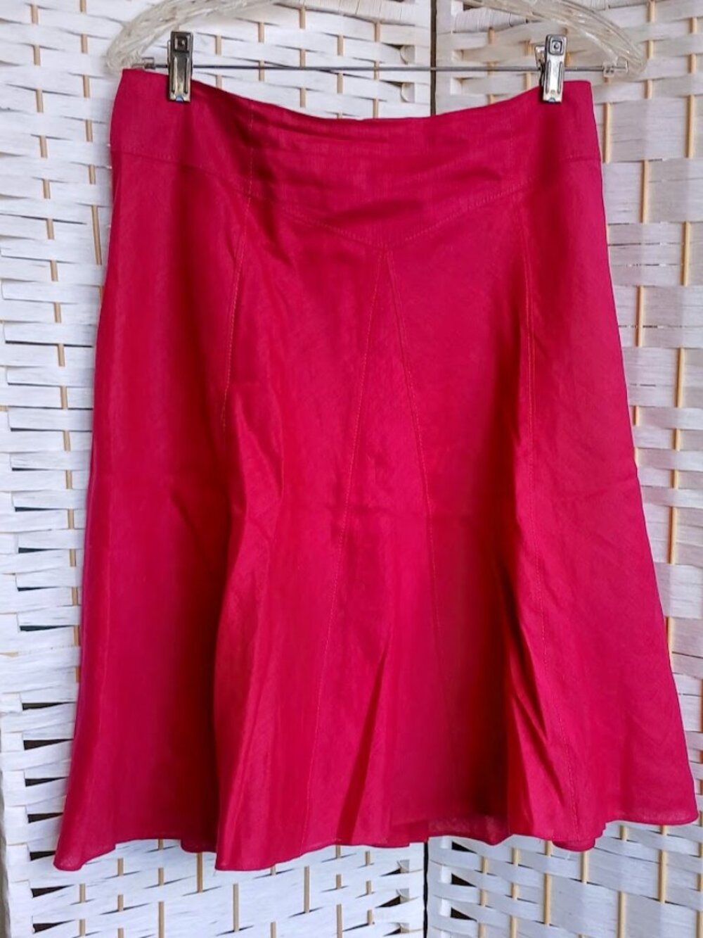 Ann Taylor Raspberry Linen Skirt Sz 6 Knee length Flared A-line, Lined
